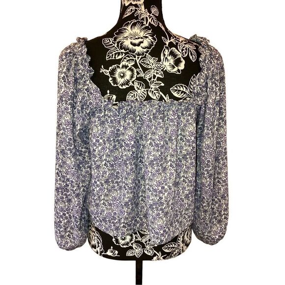 American Eagle Floral Blouse Lightweight Buttons Boho Bohemian Preppy School - Picture 2 of 11